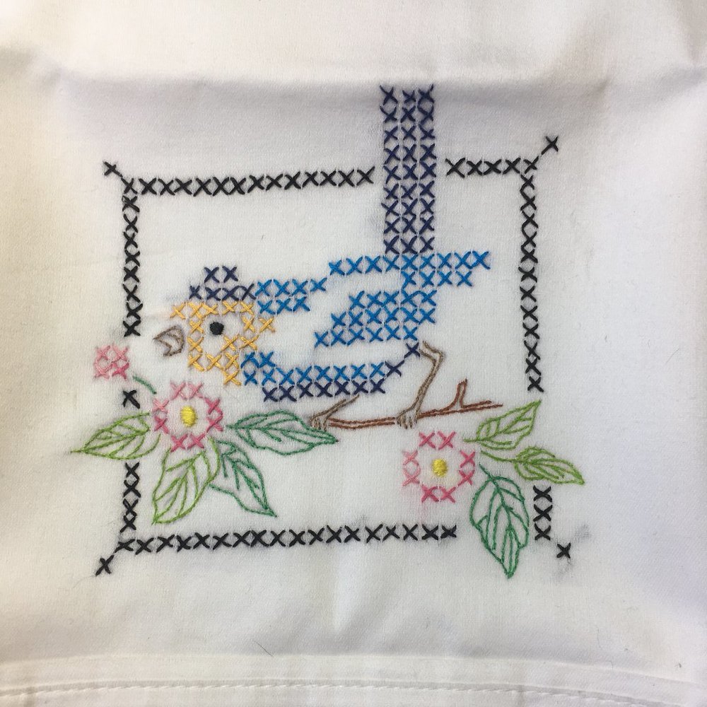 Embroidered Blue Bird In Frame